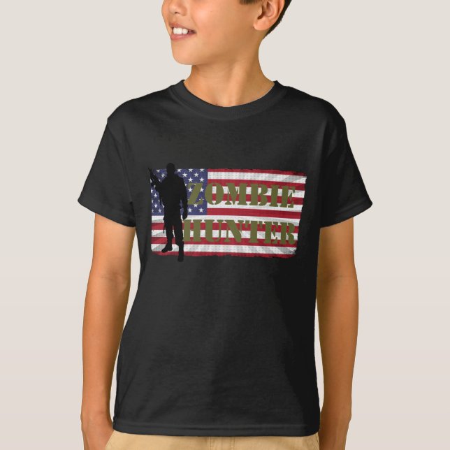 CAMISETA BANDERA ZOMBIE HUNTER AMERICANA (Anverso)