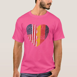 Camiseta Banderas americanas alemanas corazón de Estados Un