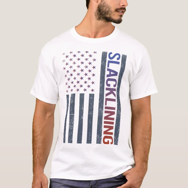 Camiseta Banderas Americanas Slacklining Slackline Slacklin (Anverso)