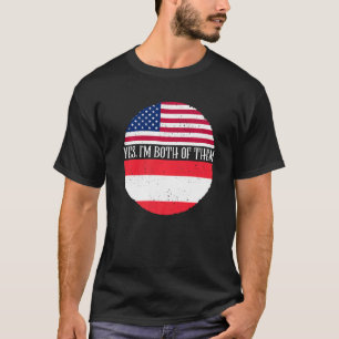 Camiseta Banderas antiguas de EE. UU. y Austria Sí, soy am