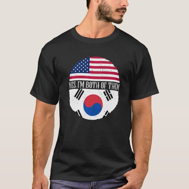 Camiseta Banderas antiguas de Estados Unidos y Corea del Su (Anverso)