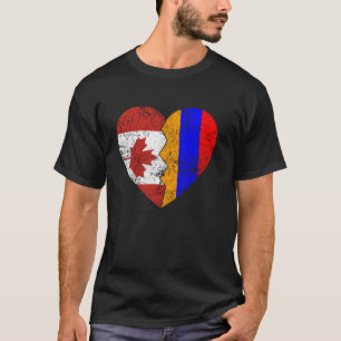 Camiseta Banderas armenias canadienses corazón Canadá Raíz 