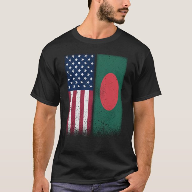 Camiseta Banderas bangladesíes estadounidenses se enorgulle (Anverso)