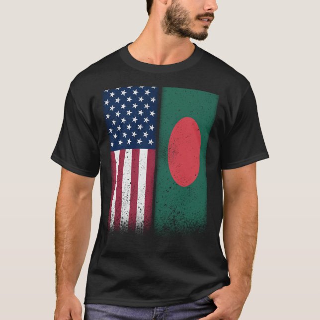 Camiseta Banderas bangladesíes estadounidenses se enorgulle (Anverso)