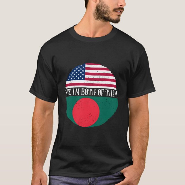 Camiseta Banderas bangladesíes estadounidenses y bangladesí (Anverso)