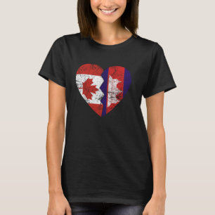 Camiseta Banderas camboyanas canadienses corazón de Canadá 