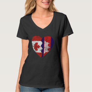 Camiseta Banderas camboyanas canadienses corazón de Canadá
