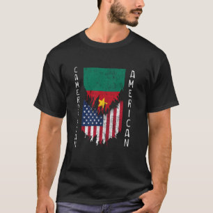 Camiseta Banderas camerunesas estadounidenses destrozadas e