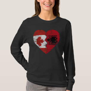 Camiseta Banderas canadienses albanesas Corazón Canadá Águi