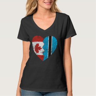 Camiseta Banderas canadienses botsuanas Corazón Canadá Bots