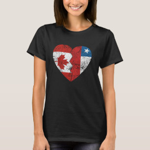 Camiseta Banderas chilenas canadienses corazón Canadá Chile