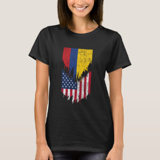 Camiseta Banderas colombianas americanas arrancadas de Colo