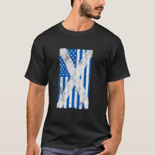 Camiseta Banderas combinadas escocesas y estadounidenses co
