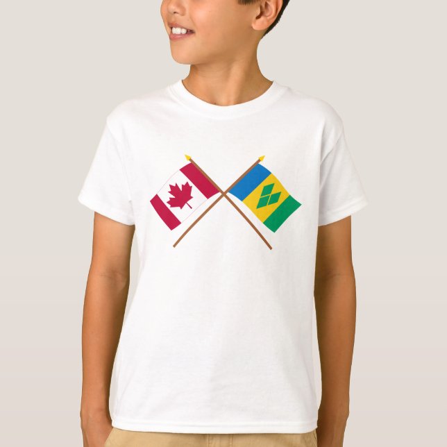 Camiseta Banderas cruzadas de Canadá y San Vicente (Anverso)
