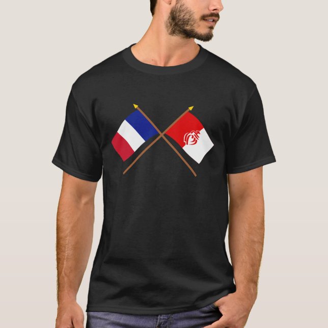 Camiseta Banderas cruzadas de Francia y de Vendée (Anverso)