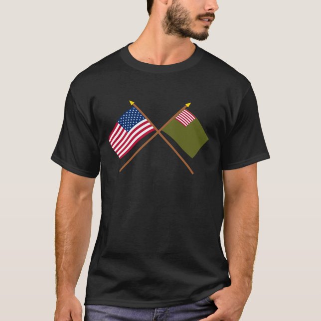 Camiseta Banderas cruzadas de la milicia de los E.E.U.U. y (Anverso)