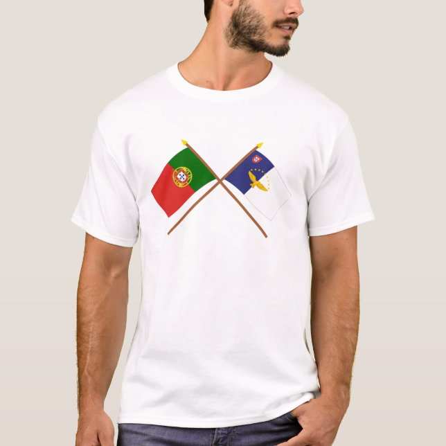 Camiseta Banderas cruzadas de Portugal y de las Azores (Anverso)