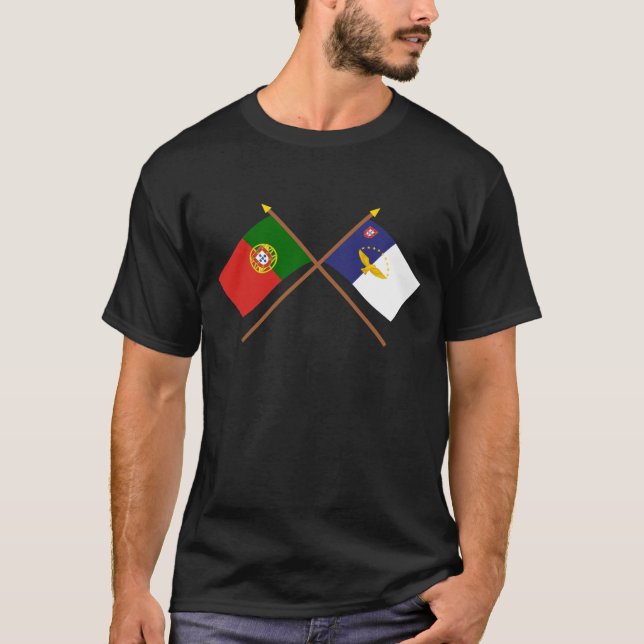 Camiseta Banderas cruzadas de Portugal y de las Azores (Anverso)