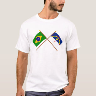 Camiseta Banderas cruzadas del Brasil y de Pernambuco