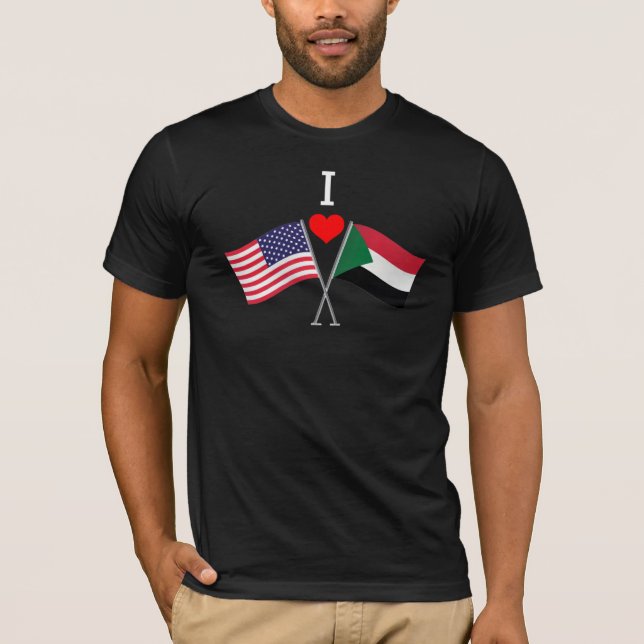 Camiseta Banderas cruzadas EE.UU.-Sudán Manga corta masculi (Anverso)
