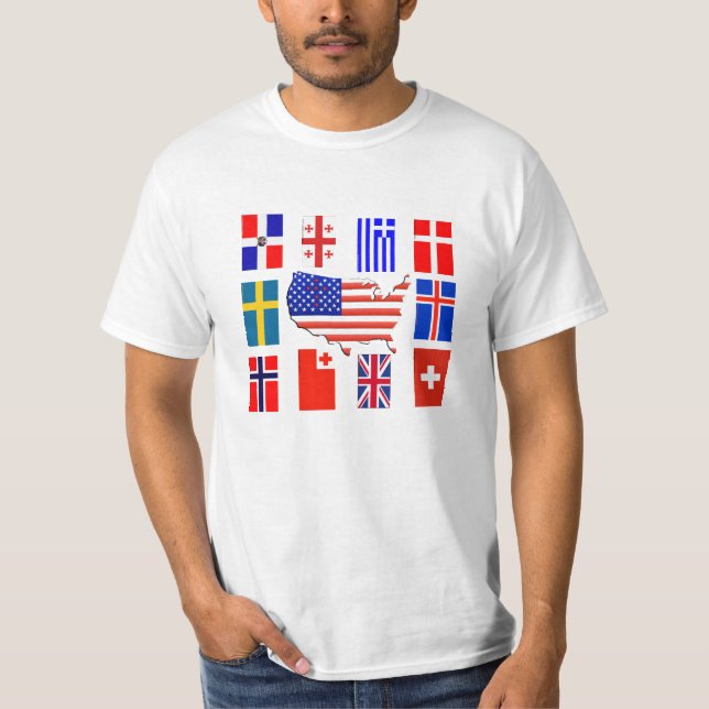 CAMISETA BANDERAS CRUZADAS EN TODO EL MUNDO (Anverso)