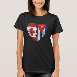 Camiseta Banderas cubanas canadienses corazón Canadá Cuba C