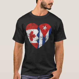 Camiseta Banderas cubanas canadienses corazón Canadá Cuba C