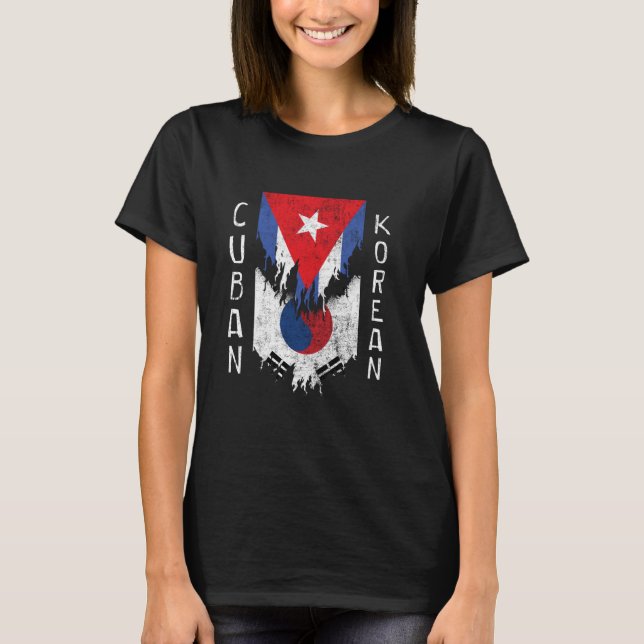 Camiseta Banderas cubanas coreanas arrancaron Cuba a Corea  (Anverso)