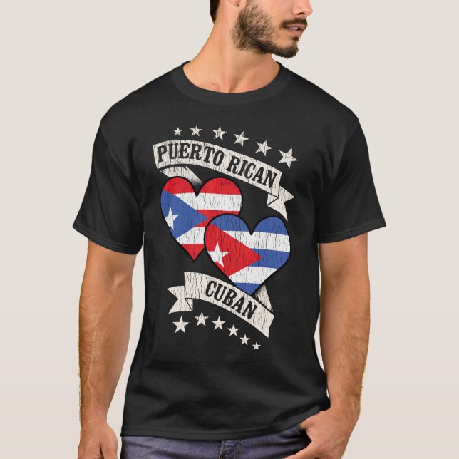 Camiseta Banderas cubanas portorriqueñas (Anverso)