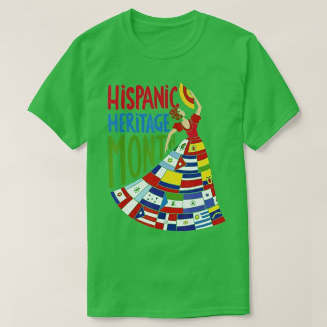 Camiseta Banderas de celebración del Mes de la Herencia His (Diseño del anverso)
