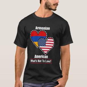 Camiseta Banderas de corazón armenio americano Qué no amar