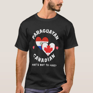 Camiseta Banderas De Corazón De Canadiense Paraguayo Qué No