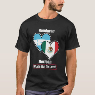 Camiseta Banderas De Corazón Mexicano Hondureño Qué No Amar