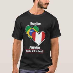 Camiseta Banderas De Corazón Peruano Brasileño Qué No Amar
