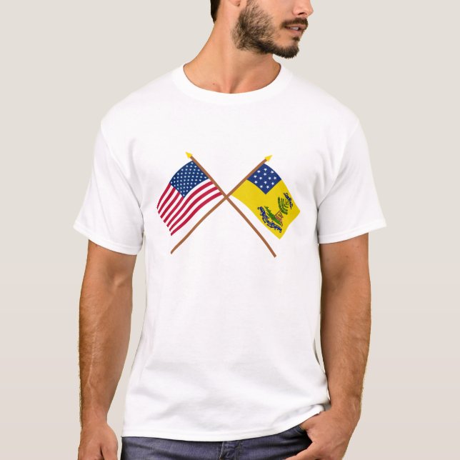 Camiseta Banderas de EE.UU. cruzadas y de EE.UU. (Anverso)