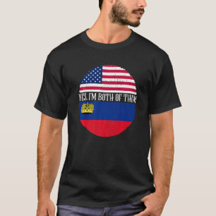 Camiseta Banderas de EE. UU. y Liechtenstein Sí, soy ambas