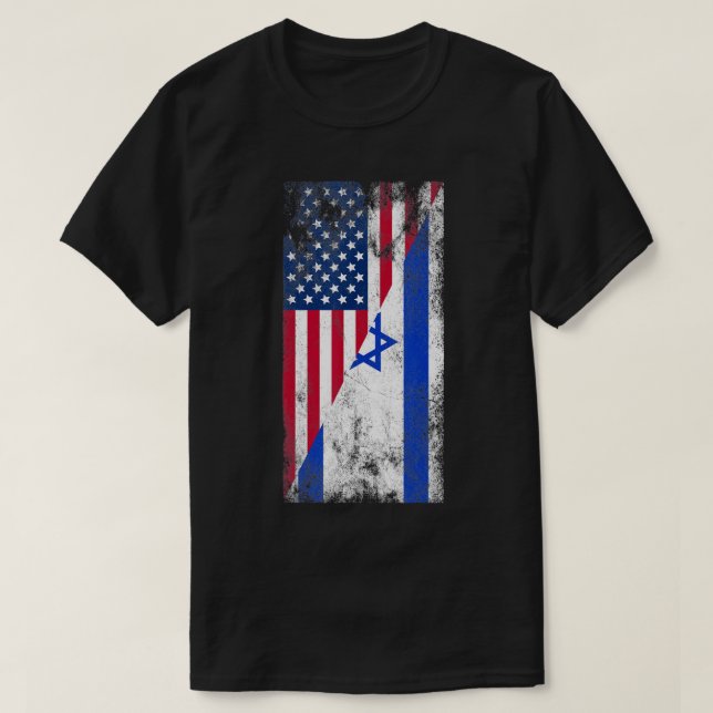 Camiseta Banderas de Estados Unidos de Israel - Estados Uni (Diseño del anverso)