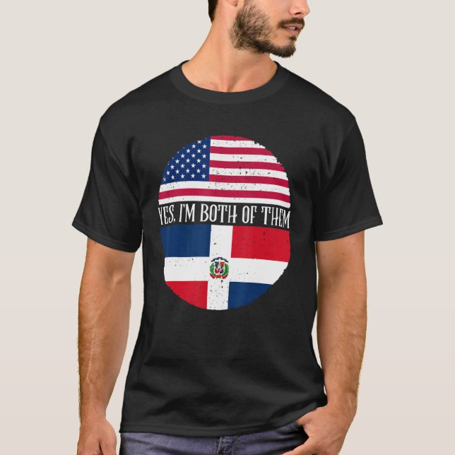 Camiseta Banderas de Estados Unidos y República Dominicana  (Anverso)