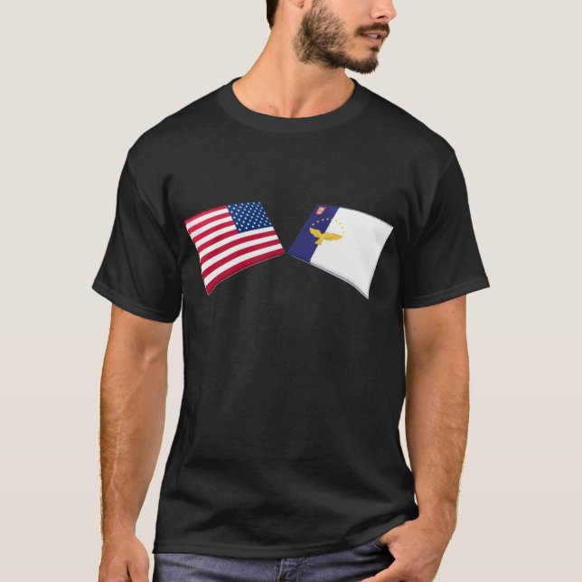 Camiseta Banderas de los E.E.U.U. y de Azores (Anverso)