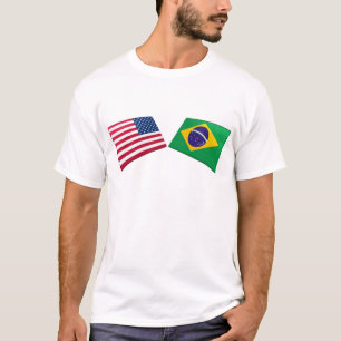 Camiseta Banderas de los E.E.U.U. y del Brasil