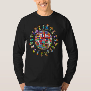 Camiseta Banderas de los niños de la diversidad cultural mu