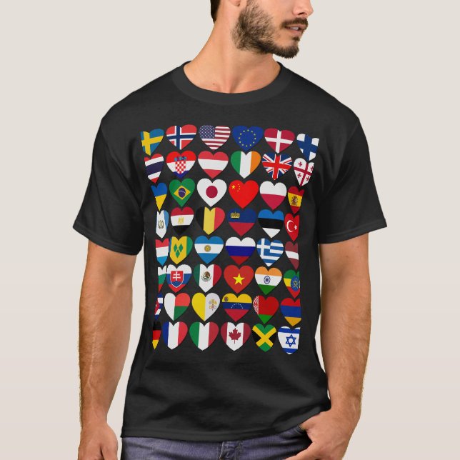Camiseta Banderas De Los Países Del Mundo,Internacional (Anverso)