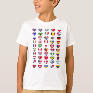 Camiseta Banderas de los países forma del corazón