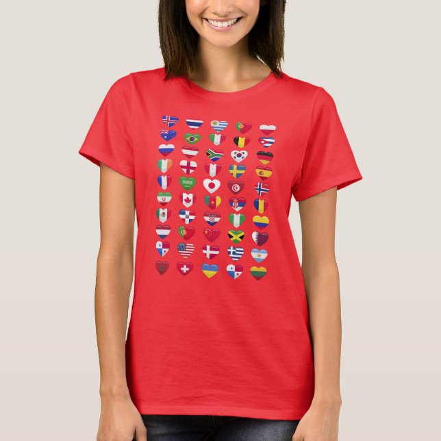 Camiseta Banderas de los países forma del corazón (Anverso)