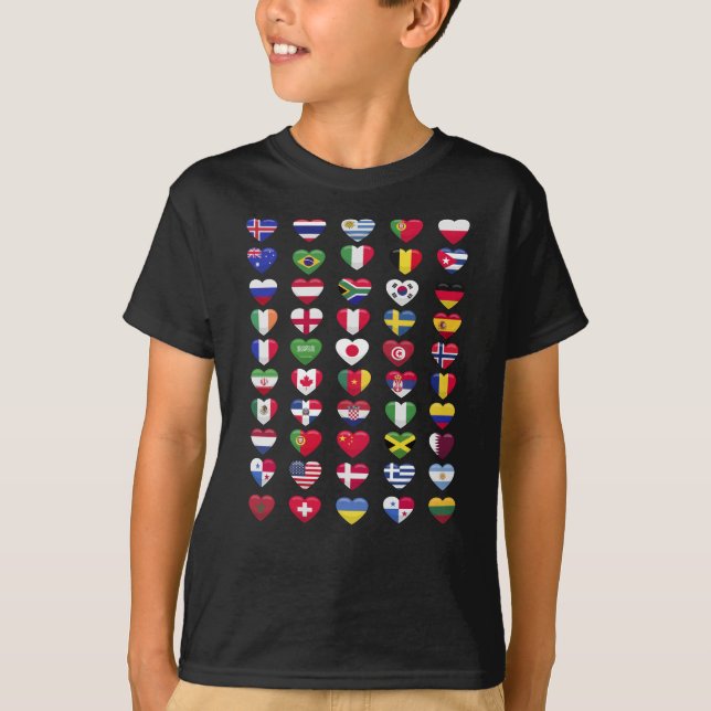 Camiseta Banderas de los países forma del corazón (Anverso)