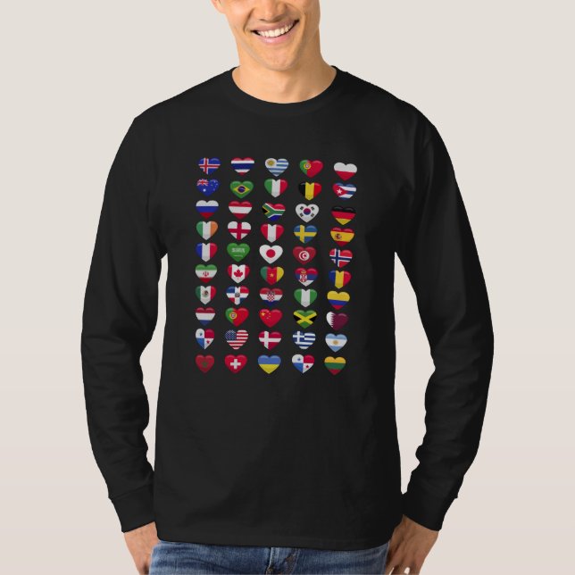 Camiseta Banderas de los países forma del corazón (Anverso)