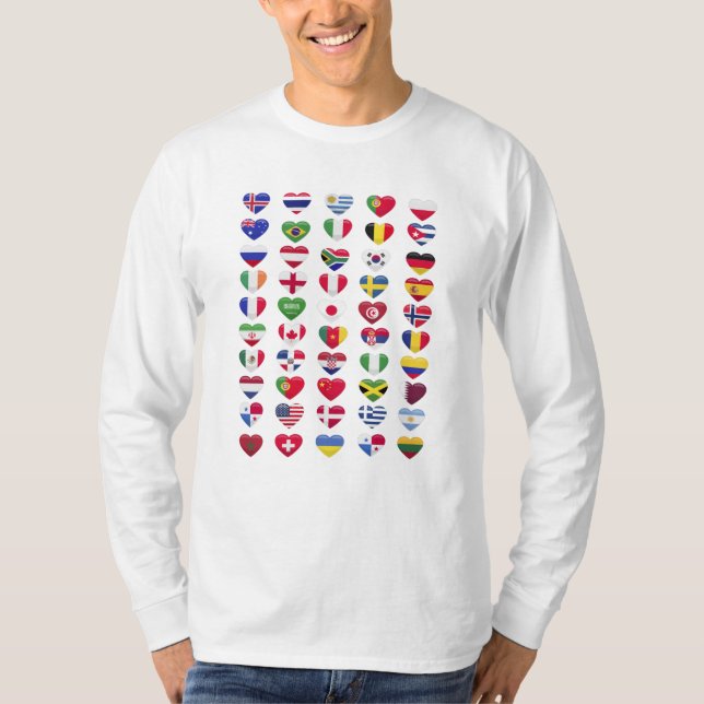 Camiseta Banderas de los países forma del corazón (Anverso)
