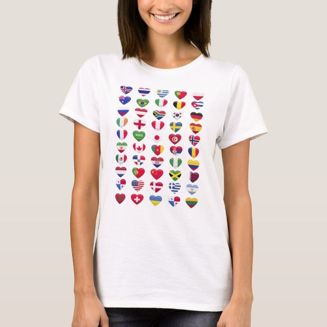 Camiseta Banderas de los países forma del corazón (Anverso)