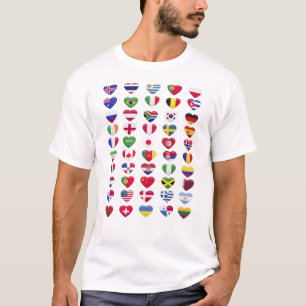 Camiseta Banderas de los países forma del corazón