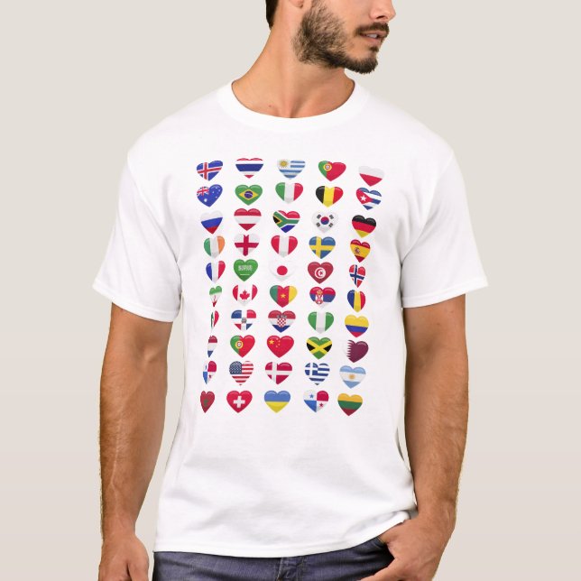 Camiseta Banderas de los países forma del corazón (Anverso)
